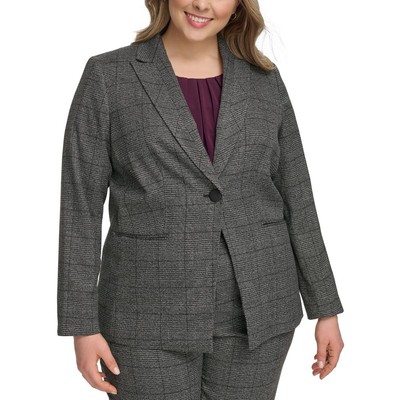 Женский черный деловой блейзер на одной пуговице Calvin Klein Plus 14W BHFO 4041