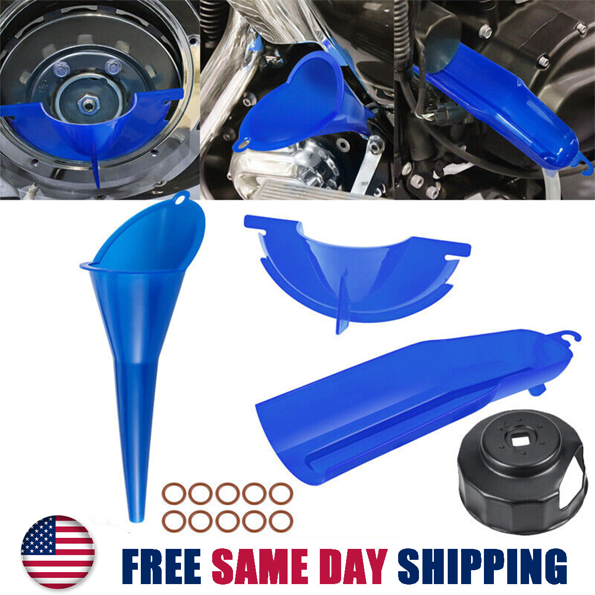 Funnel Oil Change Tool &hose Kit Blue For Harley Touring
