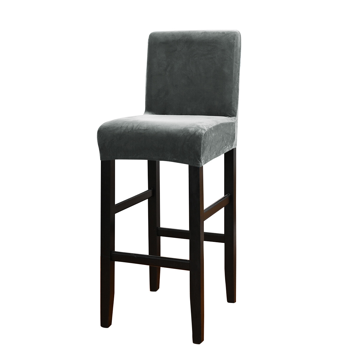 1-8Pcs Solid Velvet Bar Stool Covers Stretch Counter Pub Armless Seat Slipcovers