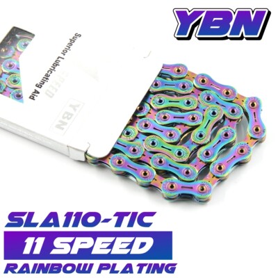 [2 PC] YBN SLA110-TIC (RainBow Plating) hollow 11 Speed Chain Shimano Sram