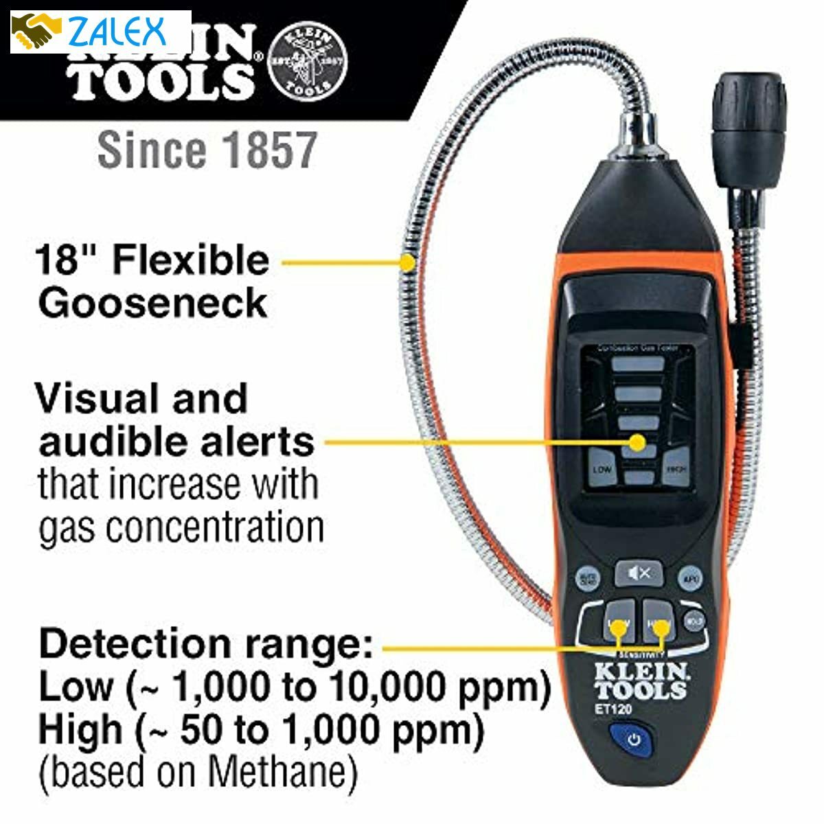 Klein Tools ET120 Gas Leak Detector, Combustible Gas Leak ...