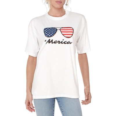 

Вязаная женская футболка Riot Merica белого цвета с короткими рукавами и рисунком, топ  BHFO 4784, Белый