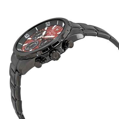 Pre-owned Bulova Marine Star Chronograph Quartz Red Dial Men's Watch 98b350