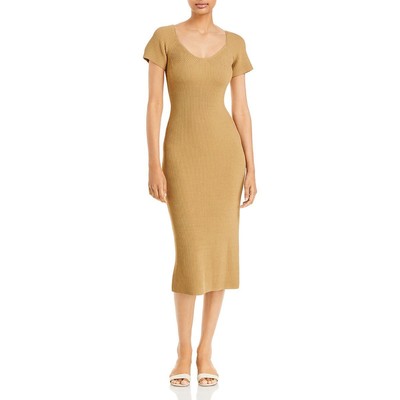 

Женское коричневое платье-свитер миди с короткими рукавами Melissa Line - Dot  BHFO 1948, Natural