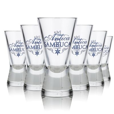 6x Antica Sambuca Glas 2cl Shotglas Stamper Kurze Gläser Set Likör Schnapsglas