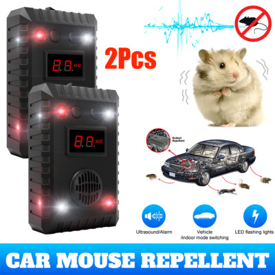 2Pc Ultrasonic Mouse Repeller Car Vehicle Rodent Repellent Pest Animal Deterrent
