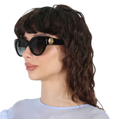 Pre-owned Gucci Grey Cat Eye Ladies Sunglasses Gg1408s 001 52 Gg1408s 001 52 In Gray