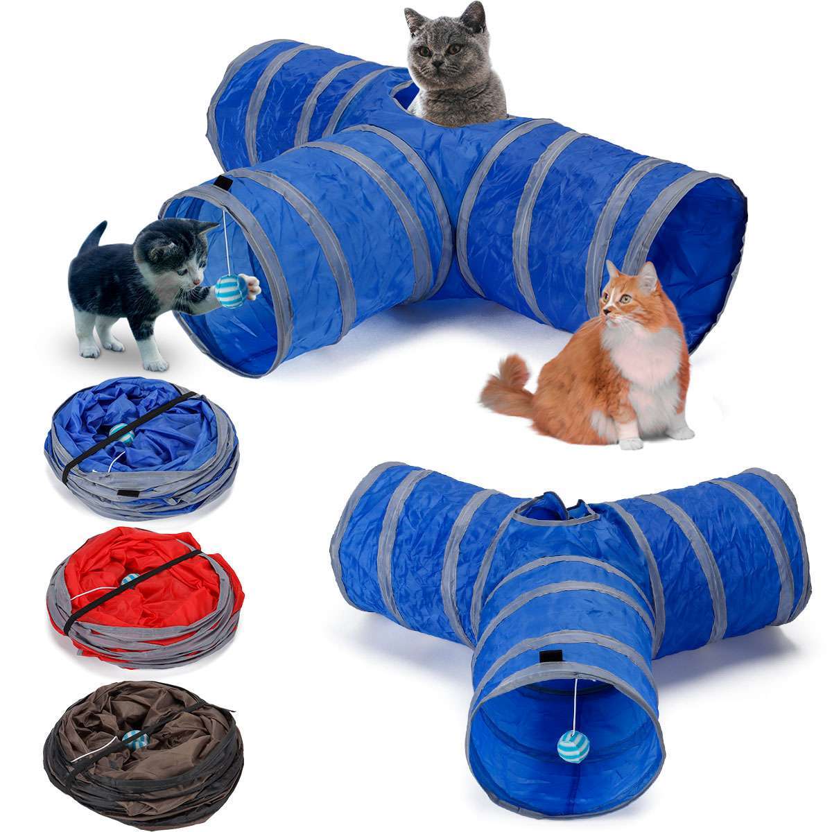 Collapsible Pet Cat Tunnel Tube Interactive Indoor Cats Peek Hole Kitten Toys US
