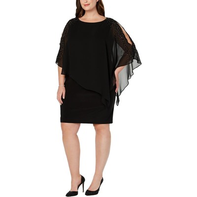 Женское черное шифоновое платье для коктейлей и вечеринок X by Xscape Plus 20W BHFO 3169