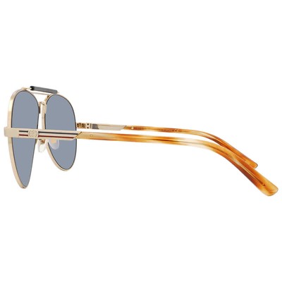 Pre-owned Gucci Gg1287s-004 Gold Havana Grey Sunglasses In Gray