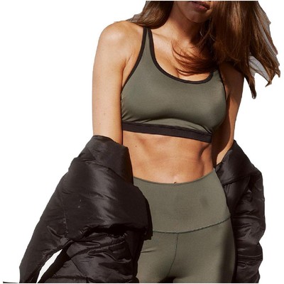 

Женский спортивный бюстгальтер для фитнеса Wear It To Heart с зелеными подкладками Athletic  BHFO 3242, Safari green black