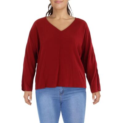 Женский повседневный пуловер из крепа с V-образным вырезом Eileen Fisher Top BHFO 3872