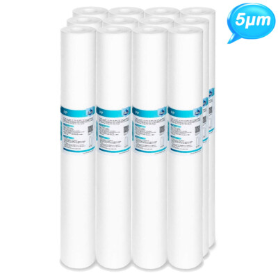 12 PACK 20'' x 2.5'' 5 Micron Sediment Water Filter Cartridges for Reverse Osmosis