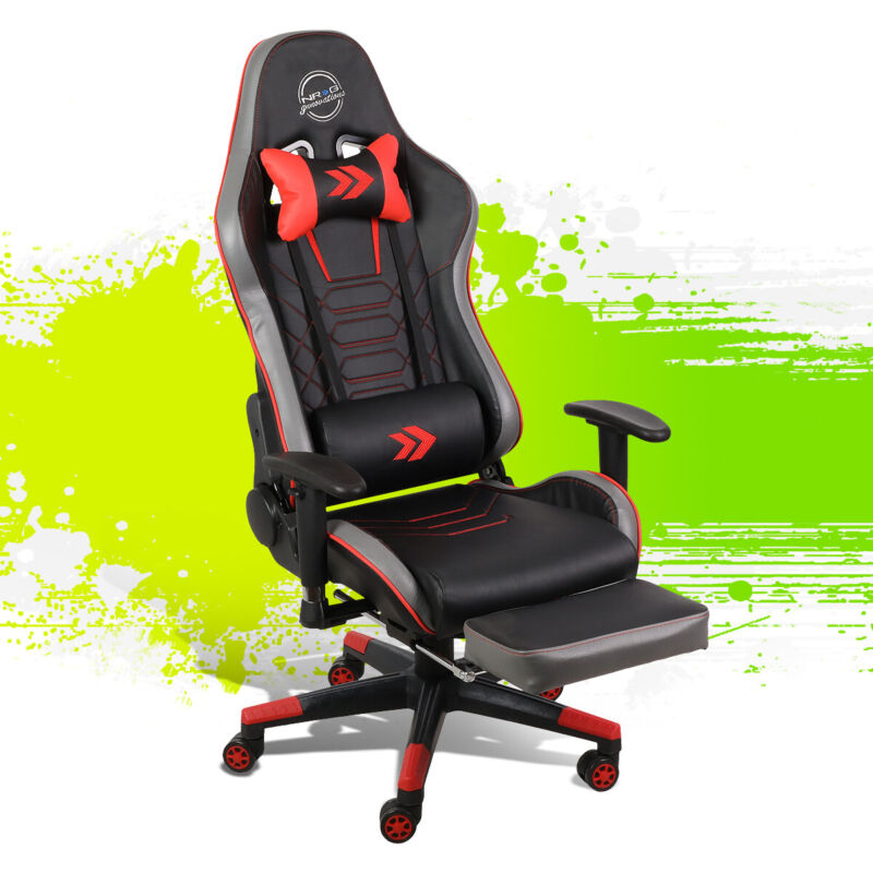 NRG Reinforced Red Racing Style Reclineable Cobra Pattern Office Gaming Chair