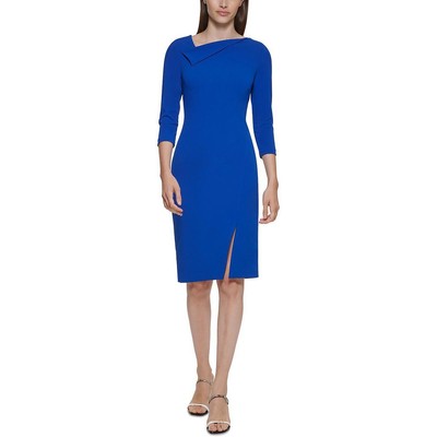 Женское синее платье-сорочка с воротником спереди и боковым разрезом Calvin Klein Plus 14W BHFO 0808