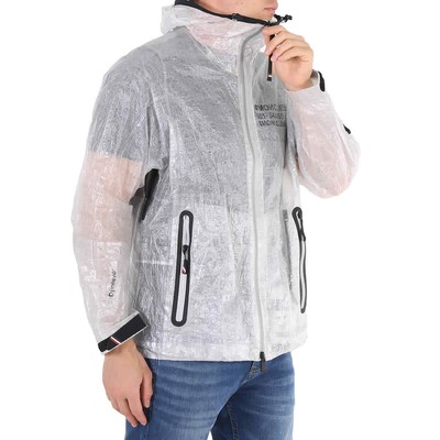 Pre-owned Moncler Men's White Day-namic Crinkled-shell Hooded Rain Jacket