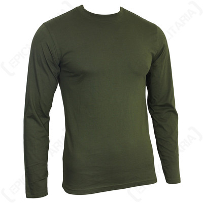 Manga Larga Verde Olivia Camiseta Ejercito Militar Top Algodan - 100%