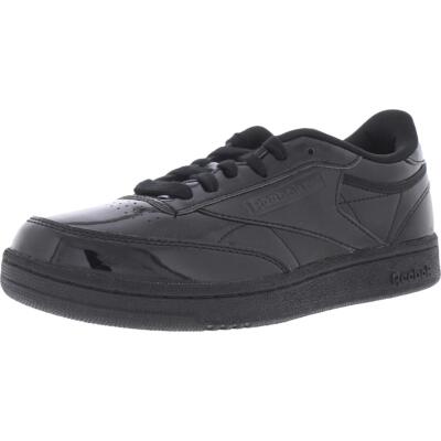 

Черные лакированные кроссовки Reebok Girls Club C 5 Medium (B,M) Big Kid BHFO 5138, Black/black/black, Club C