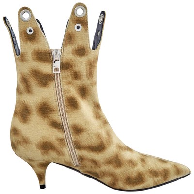 BURBERRY BURBERRY JERMAINE LEOPARD PRINT EYELET DETAIL ANKLE BOOTS