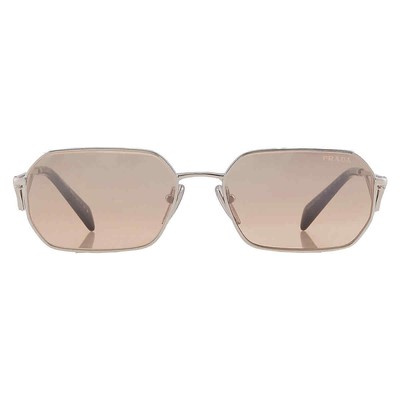 Pre-owned Prada Brown Mirror Silver Gradient Geometric Ladies Sunglasses Pr A51s 1bc8j1 58 In Multi