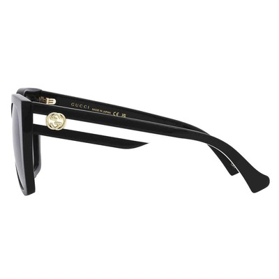 Pre-owned Gucci Grey Gradient Oversized Ladies Sunglasses Gg1300s-004 55 Gg1300s 004 55 In Gray