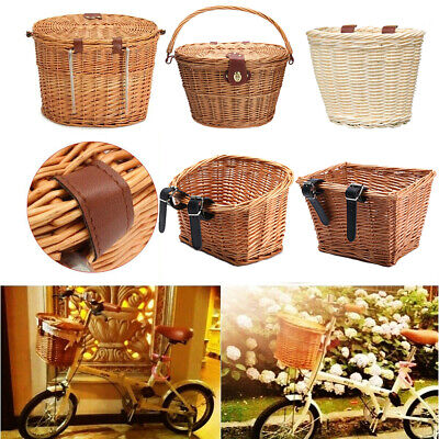 Multi-style Bike Basket Wicker Woven Bicycle Front Basket Handlebar Storage Case