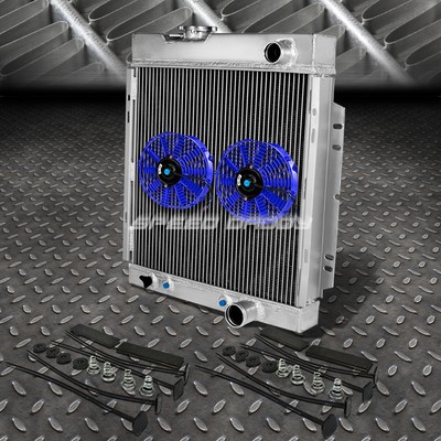 3-РЯДНЫЙ АЛЮМИНИЕВЫЙ РАДИАТОР + КОМПЛЕКТ ИЗ 2X7 ВЕНТИЛЯТОРОВ СИНЕГО ЦВЕТА ДЛЯ FORD MUSTANG GT l6/V8 MT 64-66