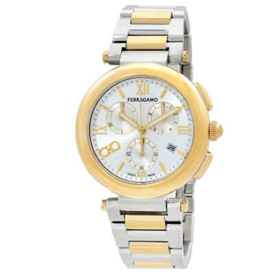 Pre-owned Ferragamo Legacy Chronograph Quartz Silver Dial Ladies Watch Sfu200423