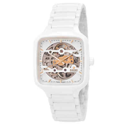 Pre-owned Rado True Square Automatic Skeleton White Dial Unisex Watch R27126012