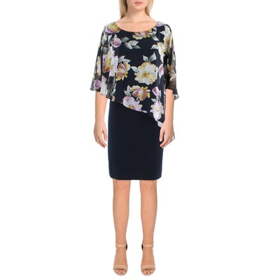 Женское темно-синее шифоновое коктейльное и вечернее платье Connected Apparel 10 BHFO 6566