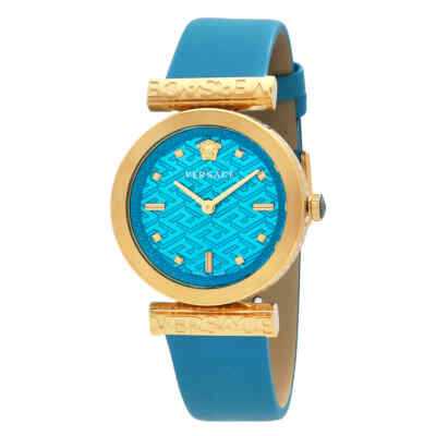 Pre-owned Versace Regalia Quartz Turquoise Dial Ladies Watch Ve6j00323