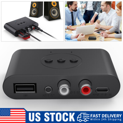 Wireless Bluetooth Receiver Audio Stereo 3.5mm Jack AUX NFC to 2 RCA Adapter
