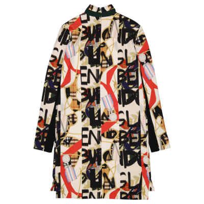 Pre-owned Burberry Graffiti Archive Silk And Wool Dress In Gray