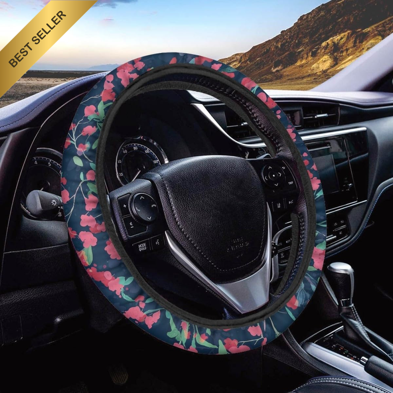 Pretty Floral Flower Cute Plant Steering Wheel Cover for Women Men Girls Car Acc