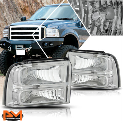 For 05-07 Ford F250/F350 Super Duty Chrome Housing Headlight Clear Corner Lamps