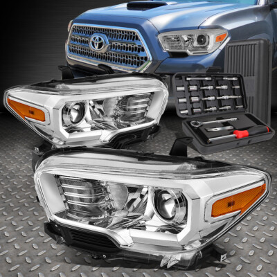 ДЛЯ TOYOTA TACOMA 16-20 ХРОМИРОВАННЫЙ КОРПУС, ЯНТАРНАЯ УГЛОВАЯ ФАРА ПРОЕКТОРА + НАБОР ИНСТРУМЕНТОВ