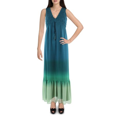 Женское летнее макси-платье Taylor Womens Green Ombre со складками 12 BHFO 6865