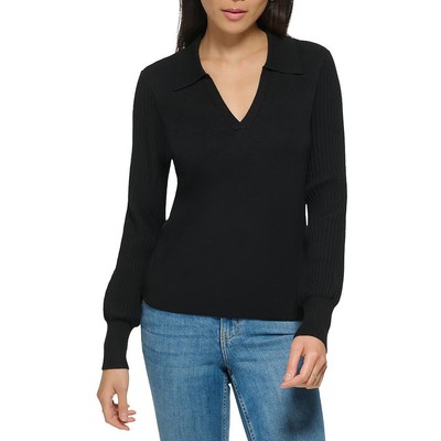 Женский черный пуловер Henley с разрезным вырезом Calvin Klein, топ-свитер L BHFO 0565