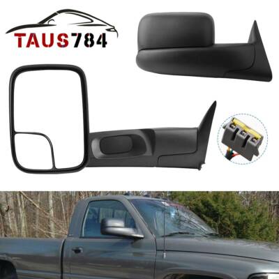 Pair Power Adjustable Flip up Tow Mirrors for 1994-1997 Dodge RAM 1500 2500 3500