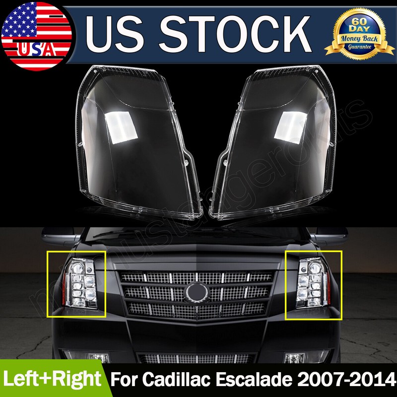 1Pair Front Clear Headlamp Headlight Lens Covers For Cadillac Escalade 2007-2014