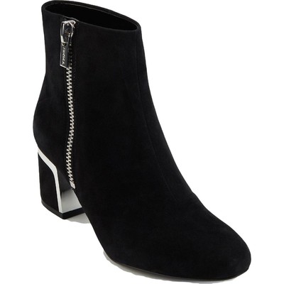 

DKNY Женские черные кожаные ботильоны Crosbi на каблуке 5,5, средний (B,M) BHFO 3359, Kid suede black blk, Crosbi