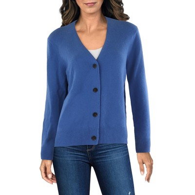 Vince Womens Blue Cashmere Button Up V Neck Cardigan Sweater Top XL BHFO 1568