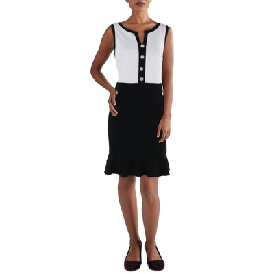 Женское черно-белое трикотажное платье для рабочей смены с цветными блоками Karl Lagerfeld Paris, 10 BHFO 4706