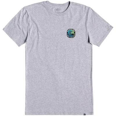 

Мужская серая футболка Quiksilver с короткими рукавами и логотипом в рубчик  BHFO 6684, Athletic heather