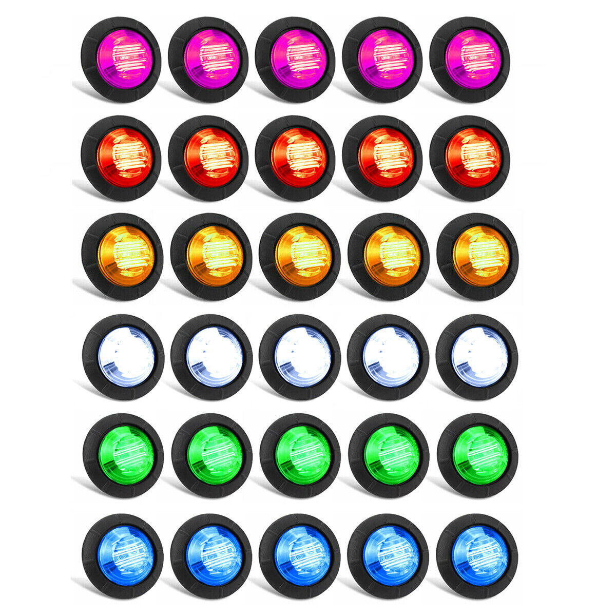 Smoked Amber 3/4" Bullet Round LED Side Marker Lights for Trailer Truck RV