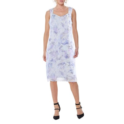 

Женское коктейльное и праздничное платье до колена фиолетового цвета с цветочным принтом R-M  BHFO 5271, Purple multi