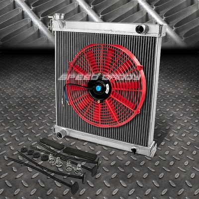 2-РЯДНЫЙ АЛЮМИНИЕВЫЙ РАДИАТОР + 1X 14 ВЕНТИЛЯТОРОВ КРАСНОГО ЦВЕТА ДЛЯ JEEP WRANGLER YJ/TJ 97-06 ОБЪЕМОМ 2,4-4,2 л