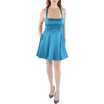 Женское голубое атласное мини-платье B. Darlin Mini Fit & Flare для юниорок 7/8 BHFO 5376