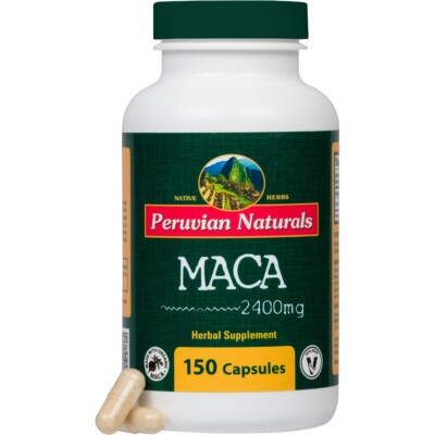 Organic Maca 150 Capsules - Peruvian Naturals Maca Root Powder for Men & Women