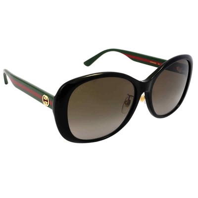 Pre-owned Gucci Brown Gradient Round Ladies Sunglasses Gg0849sk 001 59 Gg0849sk 001 59